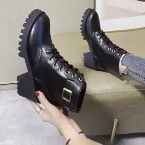레이스업 워커 올라오는 여성 하이탑 발목 부츠 통굽