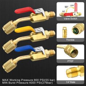 에어컨 냉매 컴팩트 볼 밸브 1/4인치 (R410A R134A R12 R22용) HVAC 어댑터 5/16인치 암나사에서