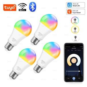 Tuya Wifi/블루투스 스마트 Led 전구 Alexa 램프 E27 RGB 110V 220V Google Assistant Smart Life