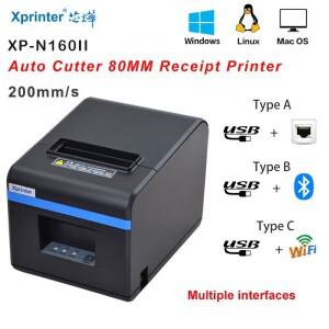 자동 절단기가 있는 Xprinter 80mm 열전사 영수증 프린터 USB이더넷/블루투스/wifi XP-N160II 80T T80A를