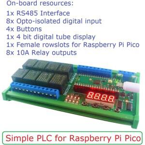 간단한 PLC IO 확장 보드 다기능 지연 릴레이 모듈 RasPi RPI 라즈베리 파이 피코 C ++ 용 8ch RS485