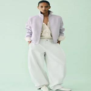ZARA 레이스업 레더 플랫 슈즈 - 크림 화이트 1528/711/002
