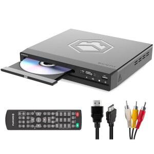 HDMI 포함 컴팩트 DVD 플레이어 | 다중 지역 디스크 재생 1080 HD 업스케일링 HDMI RCA AV 연결 지원 USB MP3 CD 간편한 리모컨 OAKCASTLE DVD100