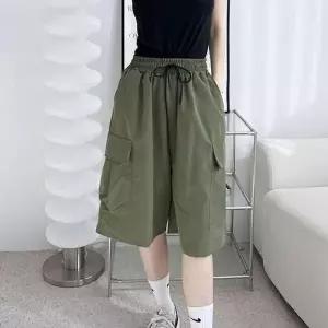 [하프클럽/셀러허브_여성트랜드패션]캐주얼 핀턱 주름 여성 카고 밴딩 으