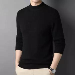 캐주얼 폴리에스테르 남자스웨터 남성반목폴라 겨울목티 검정색 터틀넥 긴팔 니트