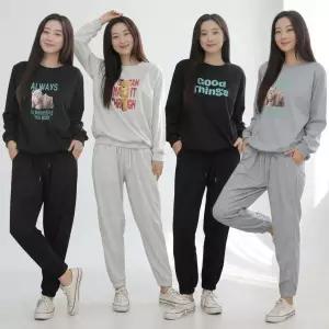 캐주얼 상하의 여성밴딩트레이닝 팬츠 상의 곰돌이맨투맨 베어 홈웨어 좋음 세트