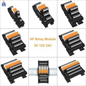 슬림 DIN 레일 마운트 DC5V 12V 24V SPST 5A HF41F 릴레이 모듈 PLC 드라이버 보드 출력 증폭기