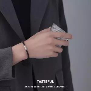 [라일리쥬얼리] Rly 블랙 로프 메탈 팔찌 패션팔찌 수제