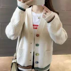 [하프클럽/알티피아]가디건 여성 카디건 배색버튼 아우터 개성있는 가디건 루즈핏