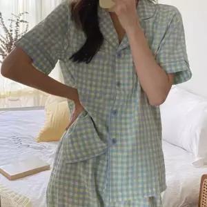 [라일리여성언더웨어] Rly 단추 셔츠 반팔 파자마 반바지 세트 홈웨어 여름