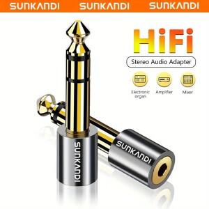 SUNKANDI 1/4 인치 남성 1/8 여성 헤드폰 어댑터, 기타 앰프 용 6.35mm ~ 3.5mm 오디오 잭