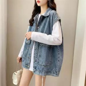 데님조끼 여자여름 청베스트 데일리 원피스 간절기 여성롱 예쁜 캐쥬얼 체형커버 루즈핏 조끼
