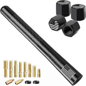 Valve Stem Caps가 장착된 미국 국기 트럭 카 쇼트 안테나 GM 쉐보레 실버라도 1500 2500 3500 HD