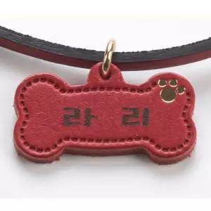 애견 가죽 뼈다귀 인식표 목걸이 L 1P 소형견 이름표 koQ83OPo