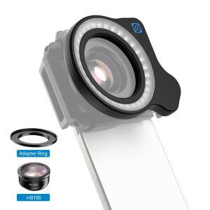 APEXEL 37mm 스레드 매크로 렌즈 필 라이트 고출력+45가지 조명 모드를 갖춘 카메라 링
