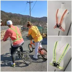 남녀공용 그린 형광 멜빵 작업 야간 조깅 자전거 안전 반사 조끼 레저 주차관리 안전