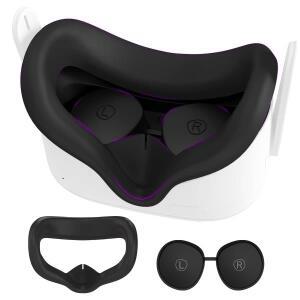 렌즈 커버가 포함된 Oculus Quest 2용 페이스 패드 보호 장치 Meta VR 액세서리용 세척  실리콘