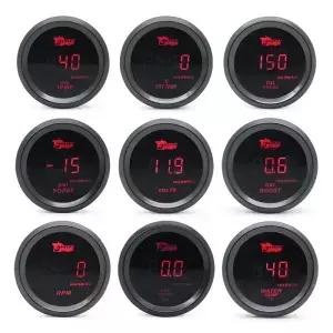 52mm 부스트 프레스/전압/타코미터 게이지 디지털 빨간색 led 검정색 케이스