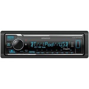 KENWOOD KMM-BT332U USB 포트가 있는 BLUETOOTH 싱글 DIN 카 스테레오 AM/FM 라디오 MP3 플레이어 멀티 컬러 LCD 분리형 페이스 AMAZON ALEXA 내장 SIRIUSXM 튜너 호환