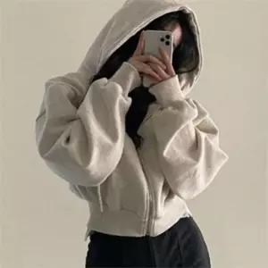 [라일리여성의류] Rly 빅사이즈 여성 세미 크롭 후드 집업 데일리 여성