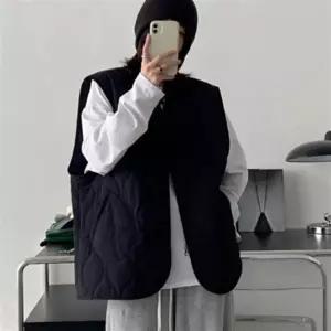 누빔 조끼 오버핏 집업 디자인 보온 윈터 베스트