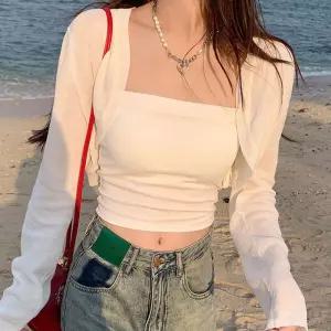 여름 여행 휴양지 크롭 여자 가디건 자켓 패션 볼레로