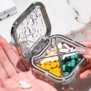 휴대용 방수 약통 4칸 투명 알약케이스 약통케이스 보관 4칸 함 알약 방수