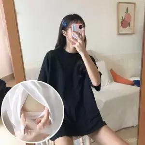 여름 수유 반팔티 캐주얼 반팔 티셔츠 모컵 숏패드 디자인 편안한 일상복 JS