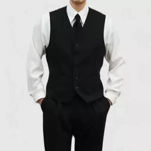 [옷자락]남자 싱글 브이넥 정장베스트 허리비조 클래식 조끼