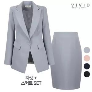 [비비드시크릿가너]VIVID SET 여성 키비솔리드 정장자켓+정장스커트 세트