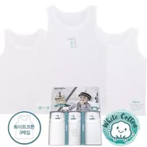 [보리보리/제이코튼]남아용 백런닝 3P 아동런닝세트 순면런닝 남아런닝