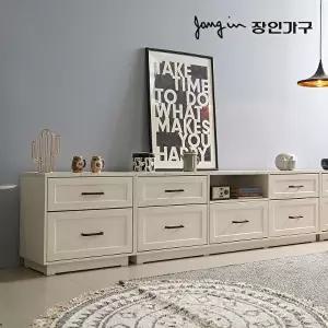 [장인가구]셀리아 화이트 대리석패턴 2400 높은 거실장