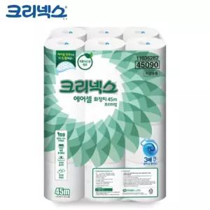 두루마리 화장지 물에 녹는 프리미엄 에어셀 45m 24롤/휴지/물에잘녹는/물에녹는/대용량/무형광 소프트