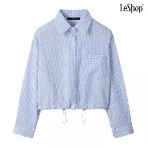 스트링 카라 체크 패턴 긴팔 셔츠 (DP3BA033A)
