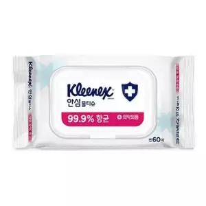 캡형물티슈 크리넥스 안심 물티슈 캡형 60매 4P 휴대용 물휴지