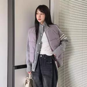 [하프클럽/]여성 캐쥬얼 점퍼 소매줄지 폴라넥 스웨터 패딩
