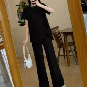 트임 잔골지 긴바지 반팔 투피스 핀턱 팬츠 밑단 GWEFE994