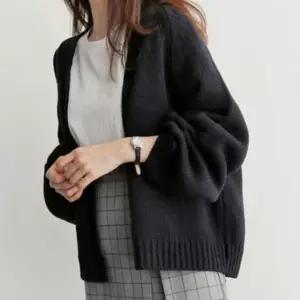 베이직컬러 여성스런 로브스타일 카디건 니트 티 심플 여름 반팔 BW9B4393
