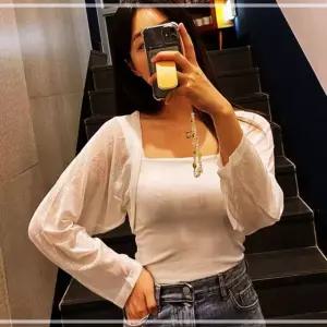오픈형식 시스루 볼레로 가을 크롭 가디건 여성 러블리한 VWE09678