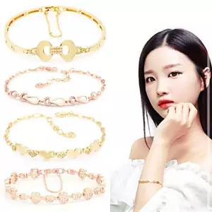 무니켈 예쁜 여성 생일 18KGP 로즈골드 하트 큐빅 팔찌 꽃 균일가 IW12AA42