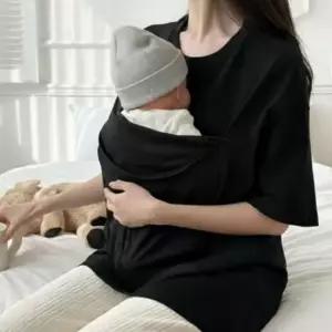 신생아 부모 슬링 아기띠 포켓 반팔 캥거루 티셔츠