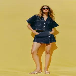 자라 ZARA 여성 Z1975 크로스 오버 데님 스커트 팬츠 - 블루 1416/035/407337168
