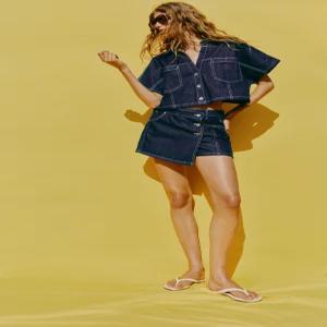 ZARA Z1975 쇼트 데님 셔츠 - 블루 1416/034/407