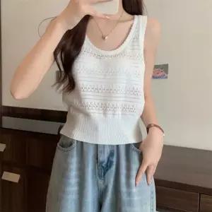물결 펀칭 민소매 슬리브리스 이너레이스 패션나시티 나셔츠 여름티셔츠 여성상의