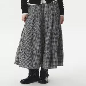 후아유 WHOAU Check Long Tiered Skirt WHWHG2441F