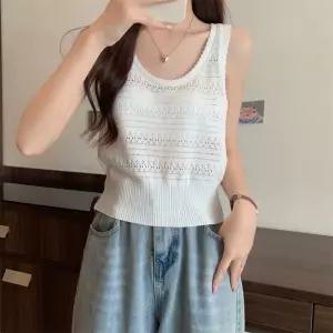 물결 펀칭 민소매 슬리브리스 이너 FLS-1006444