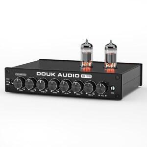 Douk 오디오 밸런스 EQ 프리 7밴드 이퀄라이저 XLR RCA 입력 및 출력이 포함된 진공관 홈 스테레오 하이파이 시스템 액티브 스피커(T8 블랙)용