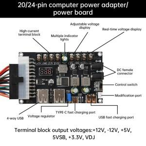 20/24 핀 ATX 전원 공급 장치 브레이크 아웃 보드 스텝 다운/업 모듈 유형-c USB 인터페이스 DIY 전자 부품