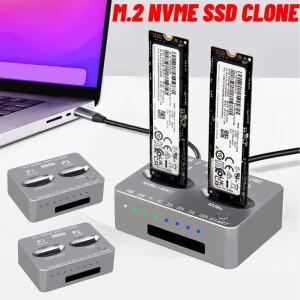 듀얼 베이 외장 하드 디스크 박스  M.2 NVME SSD 클론  USB 3.2 C 타입 도킹 스테이션  M 키 M.3 PCI-E