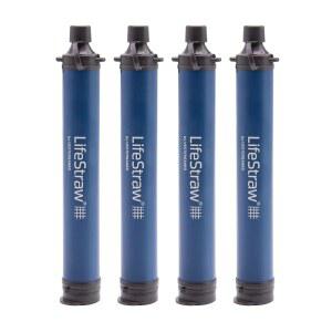 등산, 여행 및 비상용 LifeStraw 개인용 정수기, 네이비 색상, 4팩 | 캠핑, 비상 대비용 박테리아와 기생충 제거